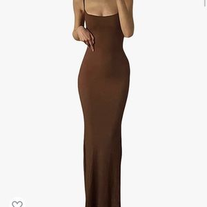 Long brown bodycon dress